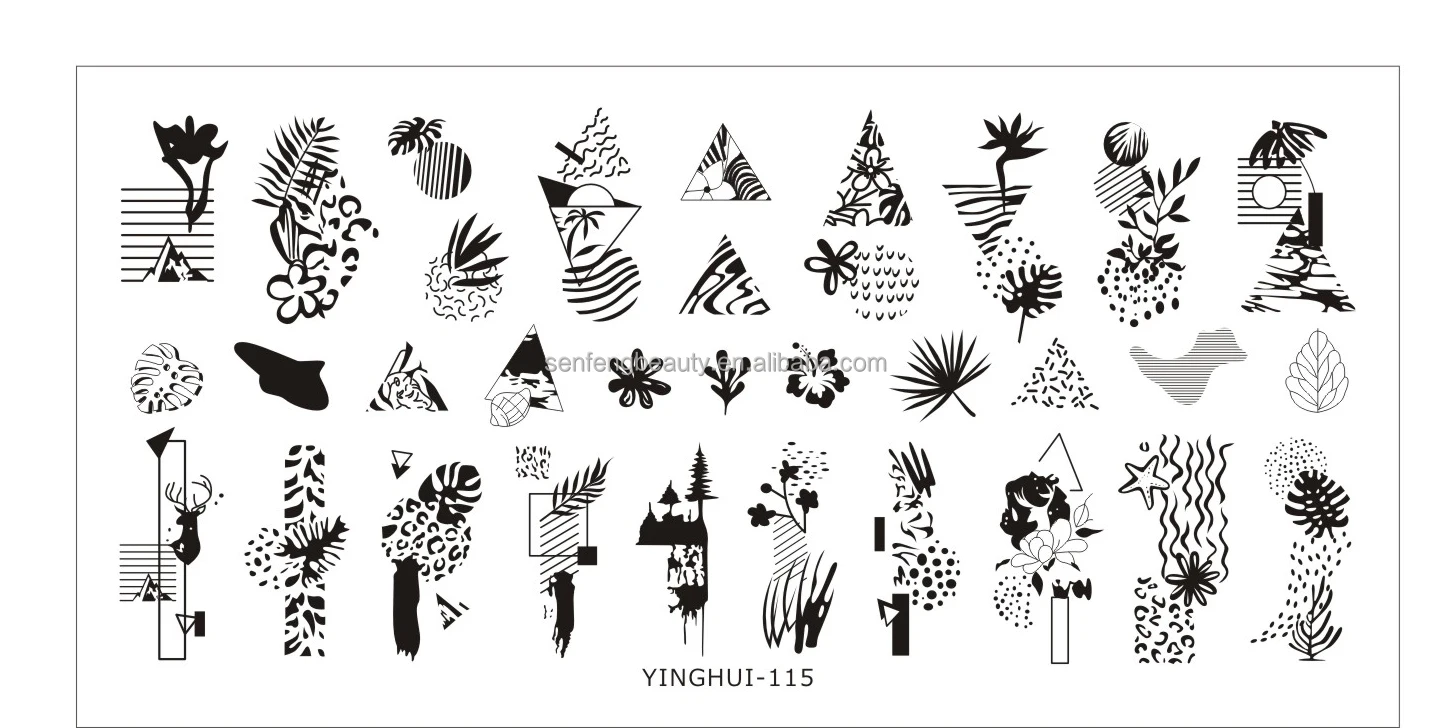  Summer Season style nail art steel plate printing template decoration mould painted