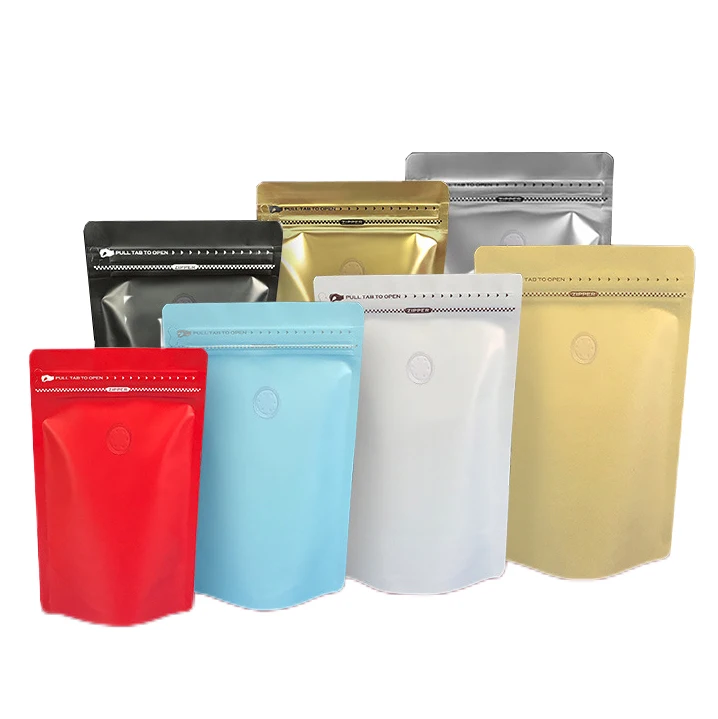 Customized Stand Up Zipper Lock bag Food Grade Zipper Round coffee bag For Food coffee Bean With Valve