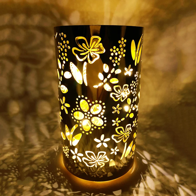 Novelty Metal LED Light Table Lamp Wedding Decoration Stainless Steel Decorative Lamp Home Decor Craft