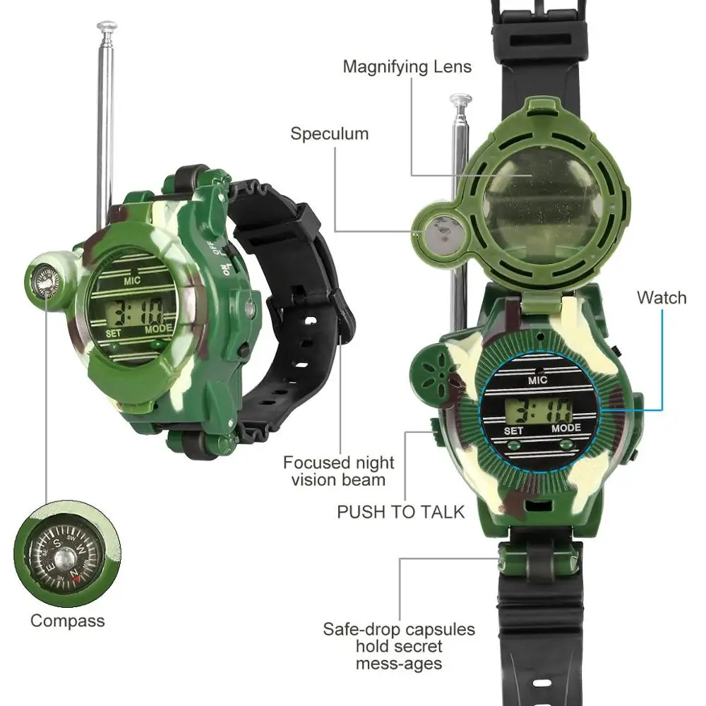 Walkie Talkies for Kids, Two-Way Long Range Watch Radio Transceiver with Flashlight for Children