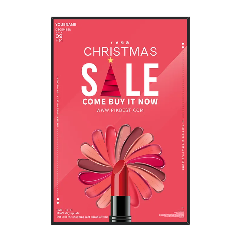 Custom Size Square Led Display Adhesive Acrylic Light Box Aluminum Snap Frame Restaurant Menu Board Wall Mount Advertising