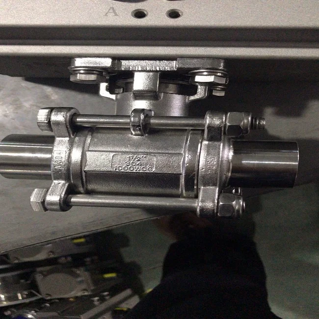 DN40 304 Stainless Steel Pneumatic Three Pieces Ball  Valve