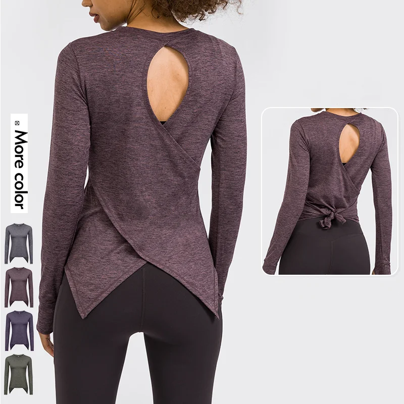Xsunwing Custom Women Long Sleeve Yoga Tops Workout Sport Sexy Backless Shirt Women running Fitness clothing Active Wear T Shirt