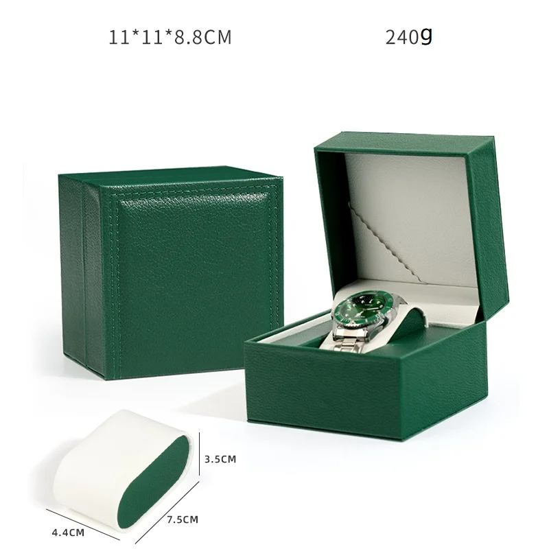 PU Leather Rectangle Watch Roll Luxurious Storage Display Case with Black Logo Packaging for Watch Storage and Display