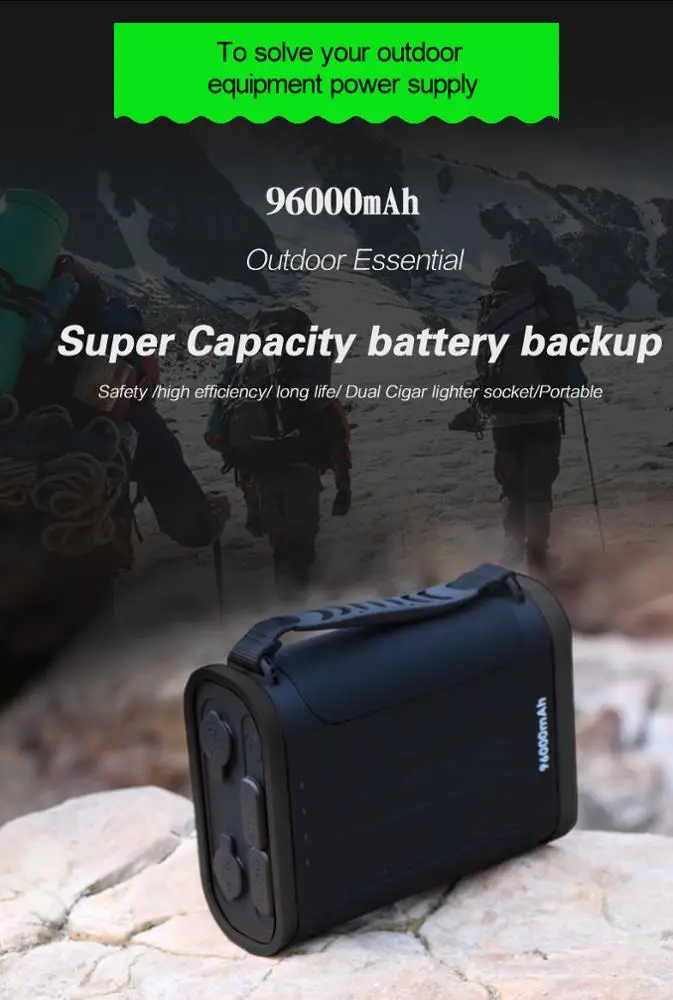 Merpower camping 96,000mah outdoor storage batteries USB-C PD 60W Solar panel charging power bank for vehicle electric pumps