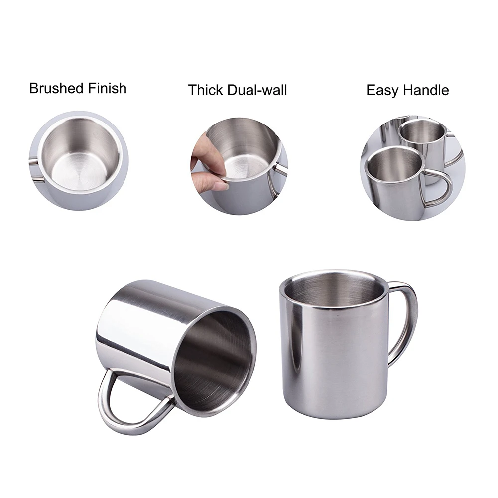 Durable for Camping Stainless Steel Double Walled Adventure Mugs Insulation 15 oz Metal Coffee Beer Tea Cups with Handles