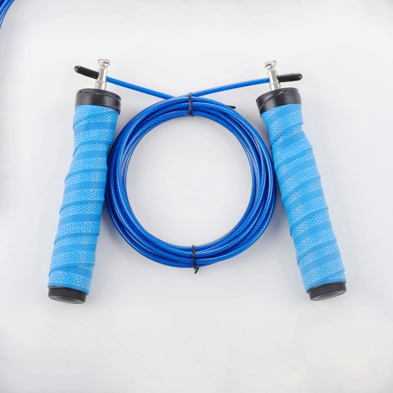 Low price sweat absorbing racing bearing wire gym skipping rope weighted jump rope pvc fitness equipment