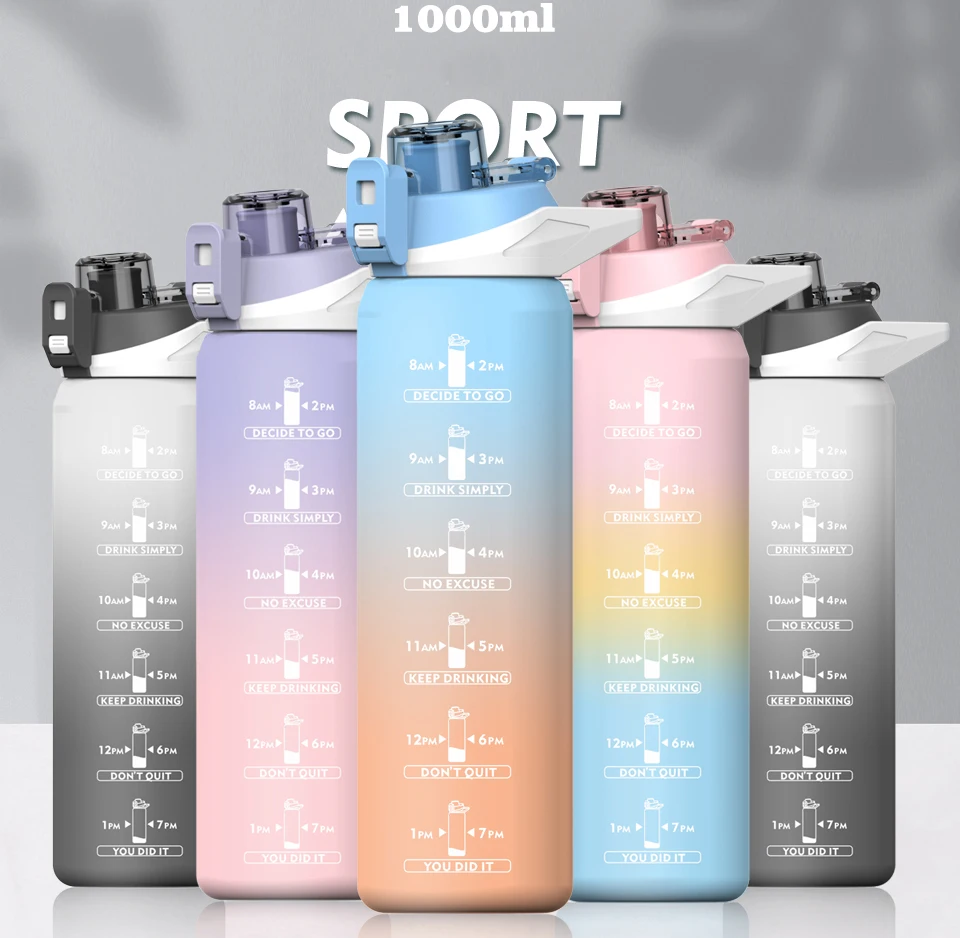 AMAZON дешевая Экологически чистая 1000 мл прозрачная красочная Спортивная пластиковая бутылка для воды 700