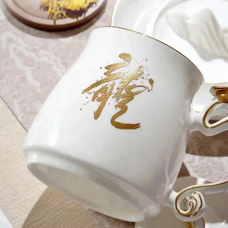new design fine bone china luxury chinese style porcelain mugs for gift