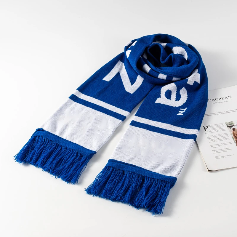 Football Club Football Fan Scarf Custom Printed Fan Cheer Scarf Acrylic Knitted Jacquard Sports Fan Cheer Football Scarf