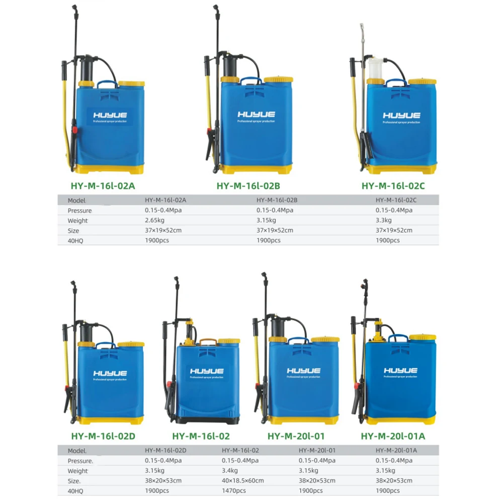 20L portable backpack manual pressure agricultural sprayers for sale