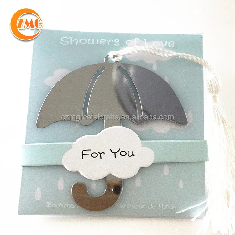 wholesale souvenir giveaway gifts special metal umbrella bookmarks for baby shower gifts