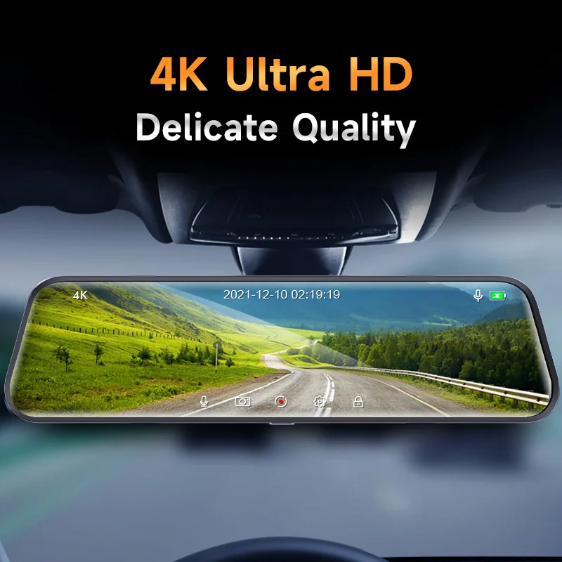 Overseas Warehouse Dash Cam 4K Touchscreen HD Car DVR Dashcam Front and Back Rear View Mirror Car Video Recorder Camera