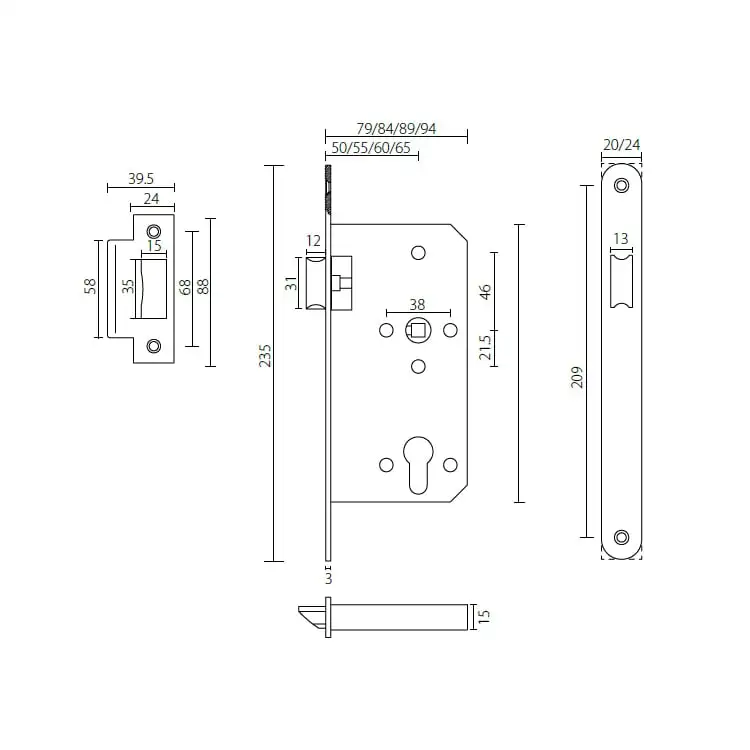  Unity ML107202 mortise lock europe door for