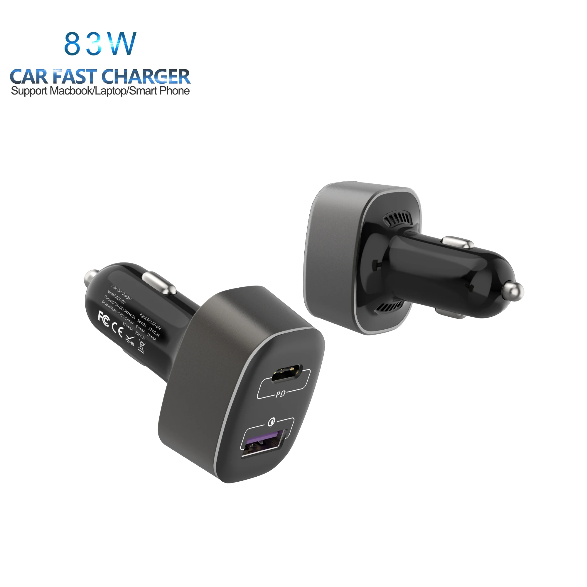 Супер PD65W кабель Usb Type-C с функцией быстрой зарядки мобильного телефона Dual QC3.0 18 Вт Автомобильные аксессуары Usb-C 83 Вт автомобильное зарядное устройство для ноутбука Macbook для ноутбука