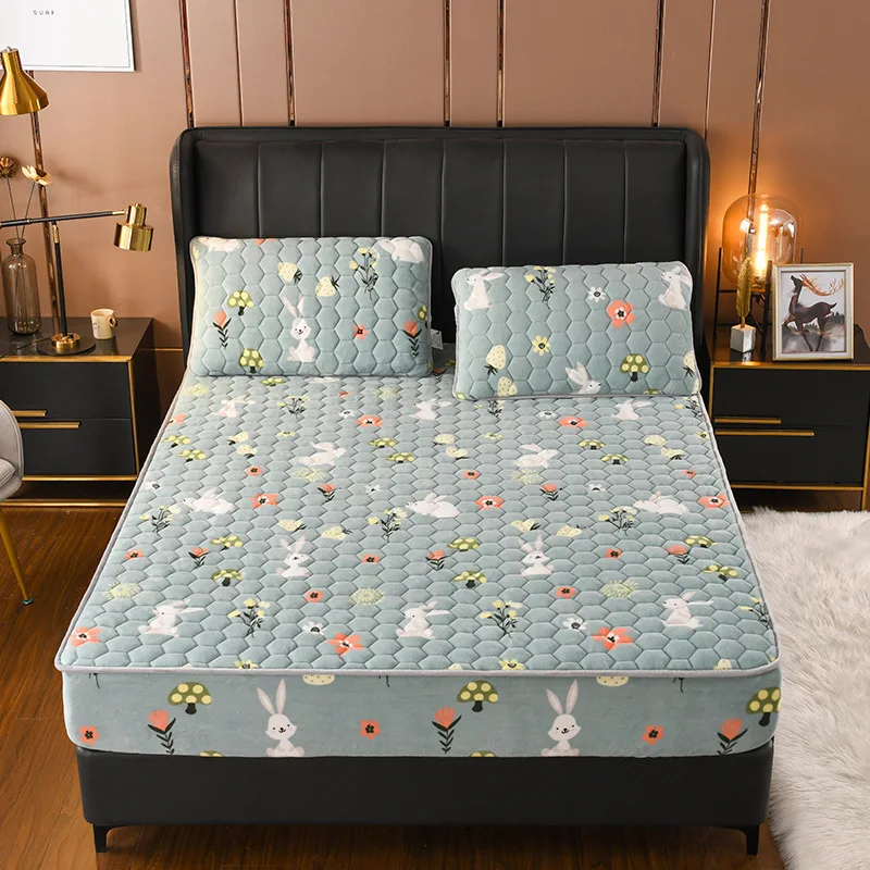 3 шт. в 1 удобный толщиной молочно-флис матрас комплект Наматрасники постельные