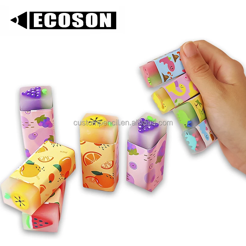 Оптовая продажа, милые ластики с фруктами, прозрачный ароматизированный ластик из ПВХ, школьные принадлежности, канцелярские принадлежности, подарки, ластик для детей
