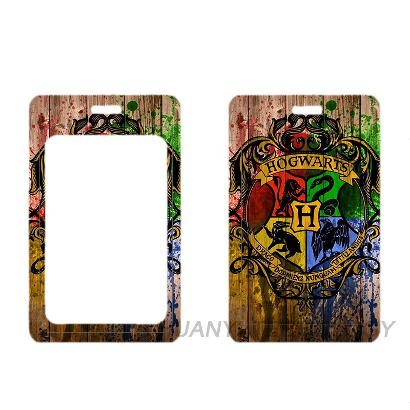 Harry Hogwarts ID Card Protector Customize DIY Logo Sliding Cover Plastic Name Tag Bus Badges Holder Promotional Gift
