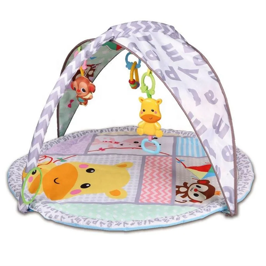 Wholesale Custom Mat Play Infant Activity Gym Organic Tummy Time Musical Soft Round Baby Play Mat