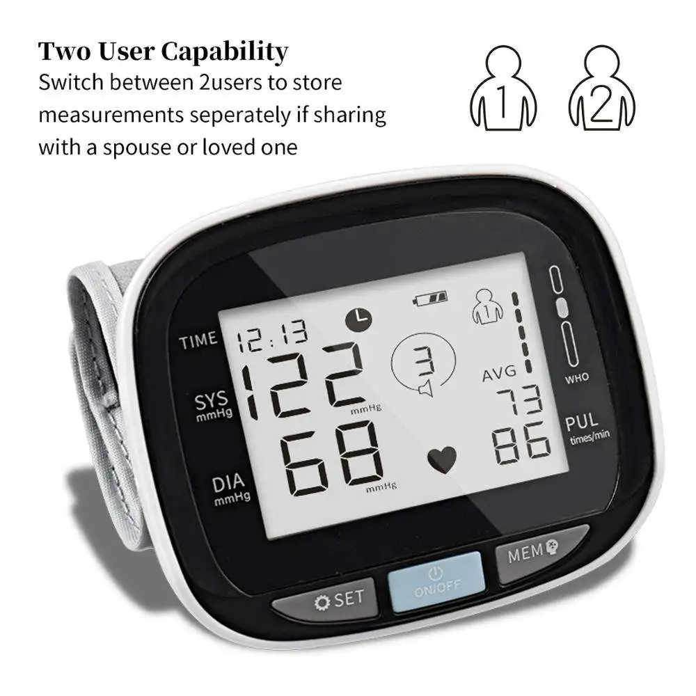 Best selling product cuff pulse portable tonometer heart rate smart electronic digital Wrist blood pressure Monitor
