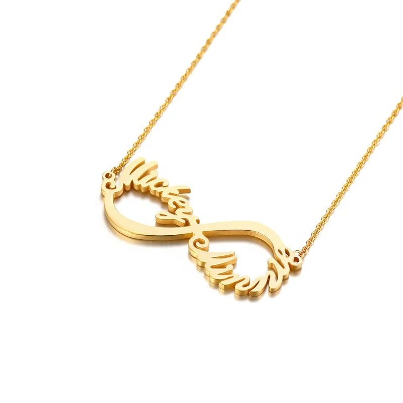 Wholesale Diy Jewelry 14k 18k 24k Personalised Letter Pendant Silver Custom Stainless Steel Gold Name Plate Necklace