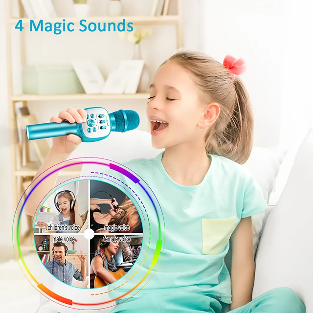 Wholesale Karaoke Microphone Supplier Usb Recording Mic Wireless Speaker Microphone For Kids Children Christmas