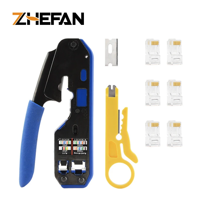 ZHEFAN Eazy обжимной инструмент для резки проволоки cat5e cat6, инструмент для зачистки проводов, набор инструментов для обжима rj45