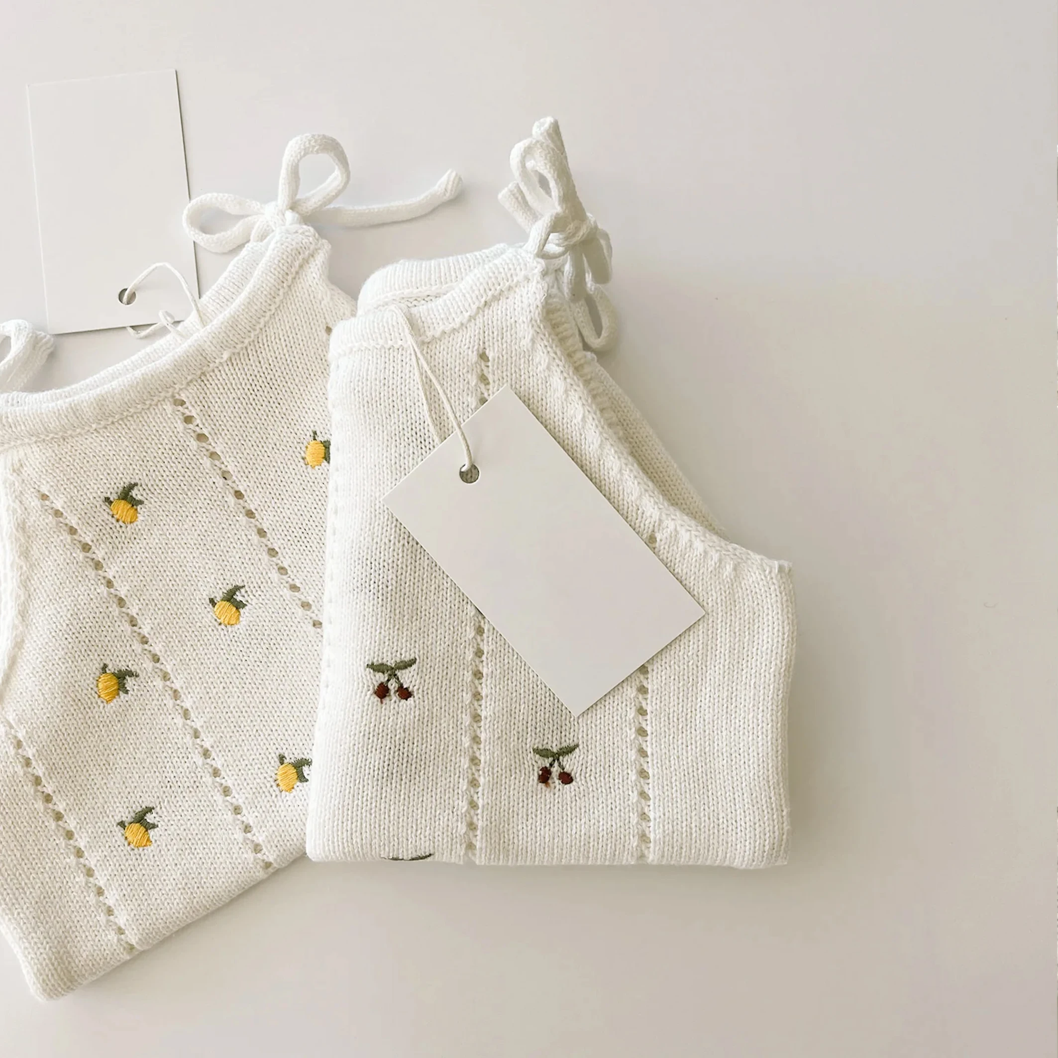 Super cute organic cotton embroidered sleeveless baby knit sweater bodysuit one piece outfits for newborn onesie