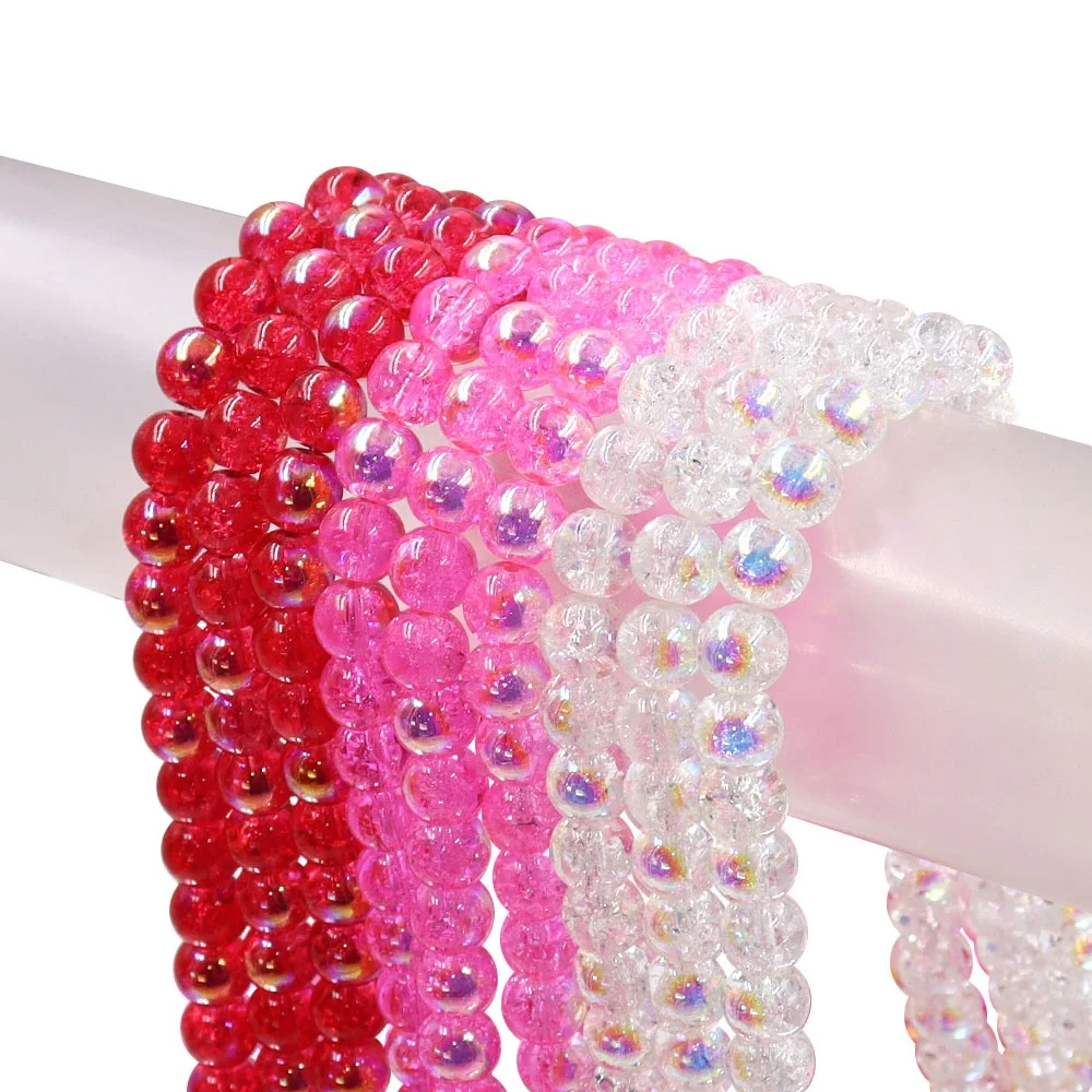 Stock For Sale 10mm Red White Pink  Glass Baking Varnishing Beads Plating With AB Color For Jewelry Making