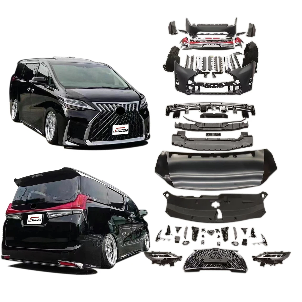 High Quality Body Kit For Toyota Alphard Vellfire 2015 2016 2017 2018 2019 2020 to Lexus LM Style Bumper headlight taillight