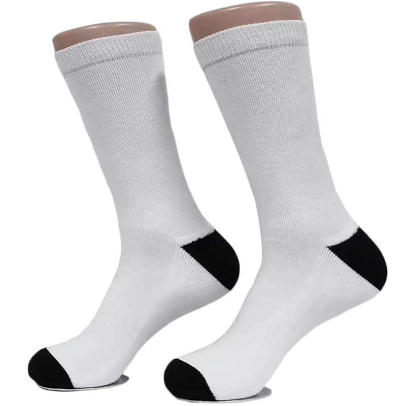 Custom Printed White Polyester Blank Socks For Printing Coolmax Sublimation Blank Socks