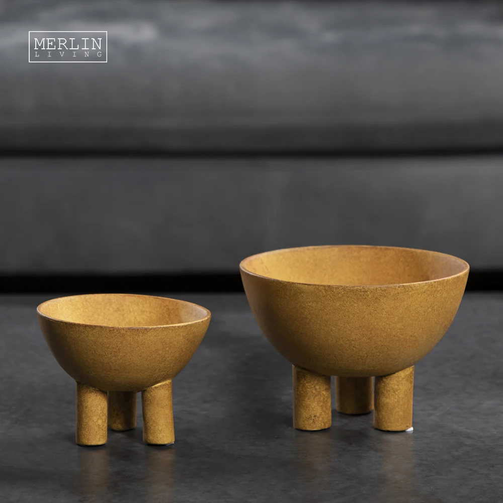 Merlin Living  ceramic fruit bowl wabi-sabi clay vase matte desktop ornament for home decoration accessories