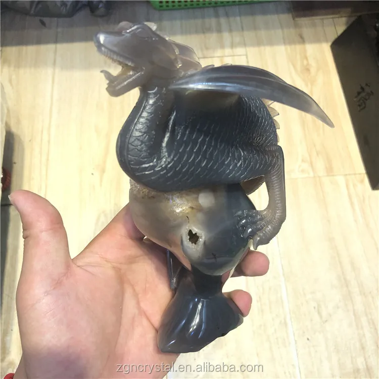 Robin Crystal wholesale hand carved agate geode crystal dragon for decoration