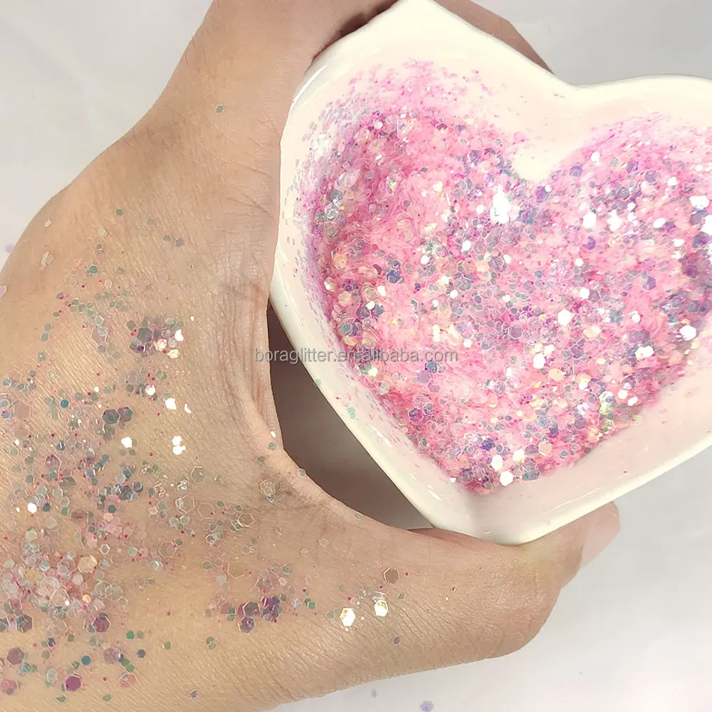 Wholesale High Quality pink Block Blend Polyester Bulk Cosmetics Holographic Glitter for Nail Art, Holiday Decorations