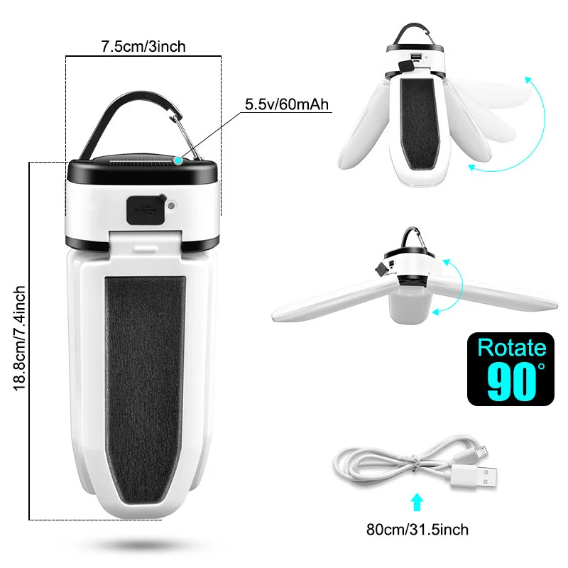 Powerful Solar /Usb Camping Lantern Portable Light Camping Light Led Rechargeable Flashlight Lamp Emergency Camping Light Bulb