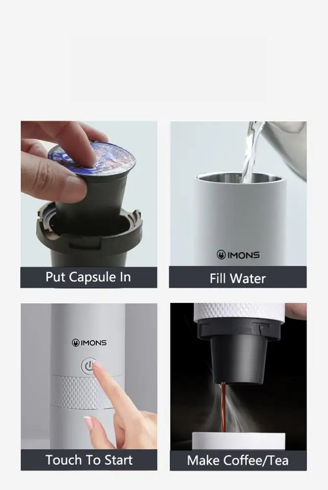 
K-cup coffee machine Portable coffee maker tea maker ground coffee CAN BOIL WATER in car use outdoor use 