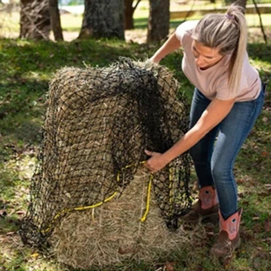 Round hay net with 5 cm holes, large hay net, cylindrical slow feeder, strong and durable horse hay bag net bag