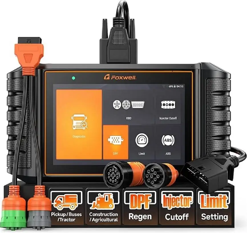 FOXWELL Heavy Duty Truck Bus OBD2 Scanner I50HD Diagnosis Tool ABS, EPB, Airbag Diagnostics & Diesel Engine Health Check Machine