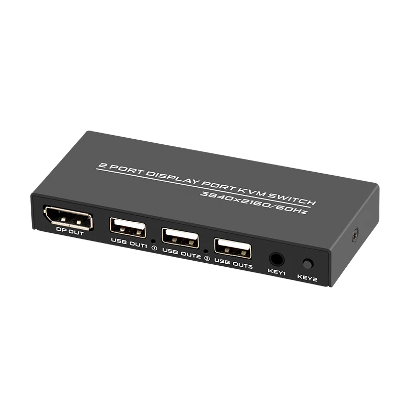 FJ-DK201 FJGEAR Plug and play 2 Port 2 in 1 out Display Port Video Kvm Switch support Usb 2.0 3840*2160@60Hz DP Kvm Switch