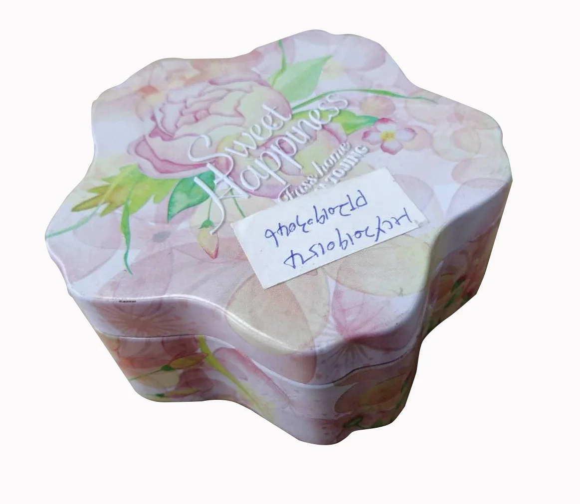 Xmas flower shaped  wedding favor sugar candy metal  tin boxes