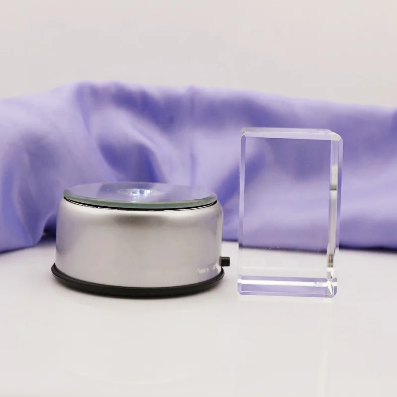 3D Розовый лазерный кристалл ручной работы со светодиодной подсветкой для свадебных сувениров