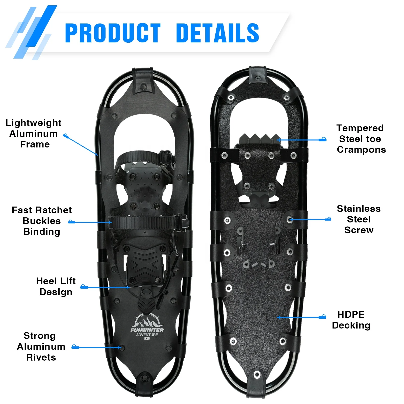 FUNWINTER ski snowshoes snow walking Factory Outlet snow winter hiking shoes outdoor shoes for men