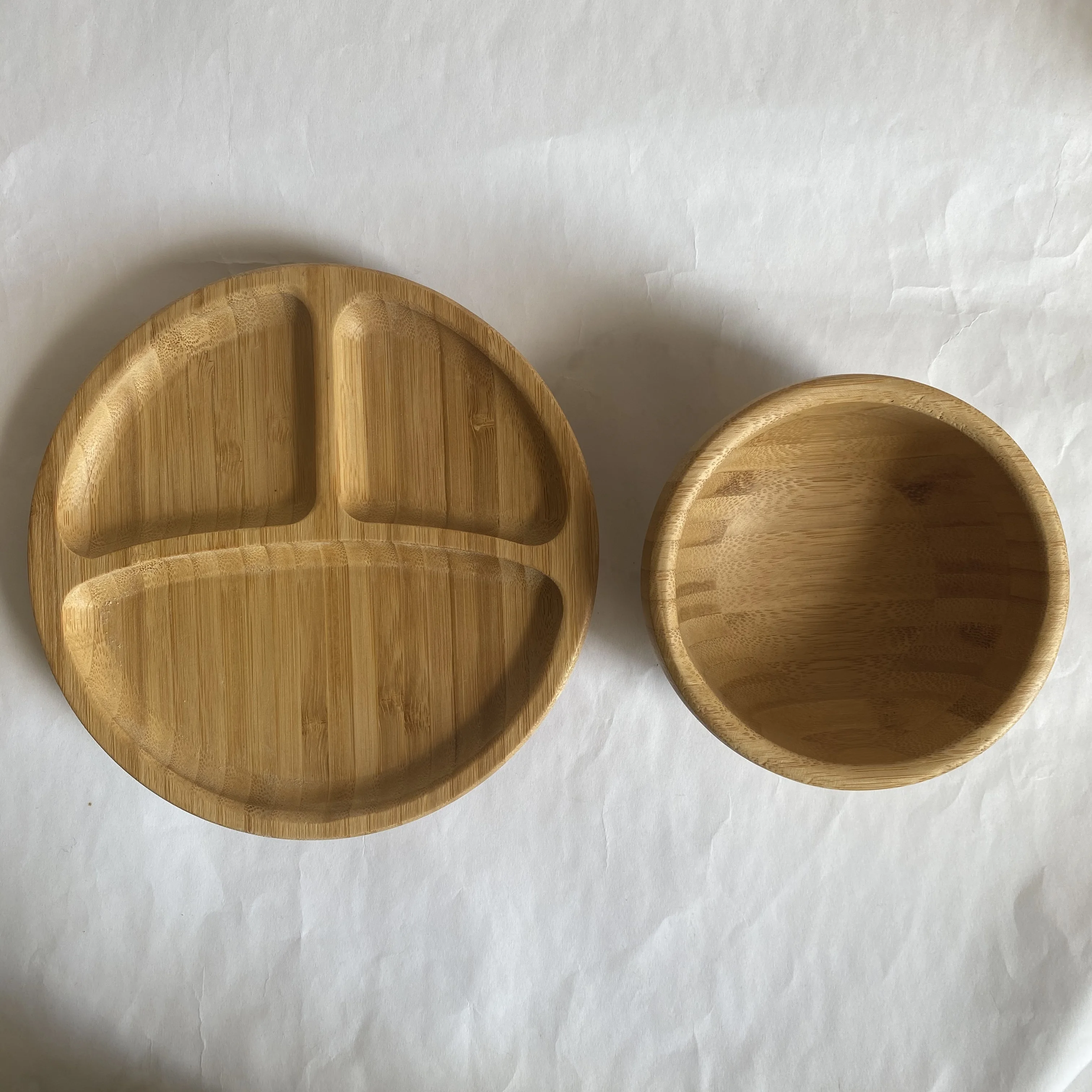 Bamboo Reusable Baby Plate Set Spoon and Fork Free Kid Plates