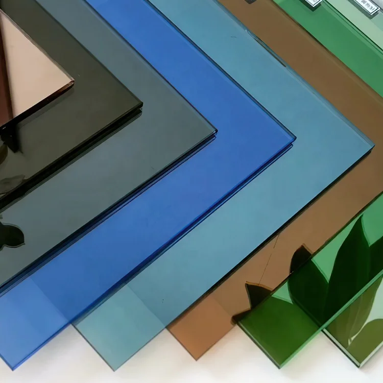 Factory Price Building Glass Clear Colored Reflective Construction Window Dark Grey / Blue Reflective Glass