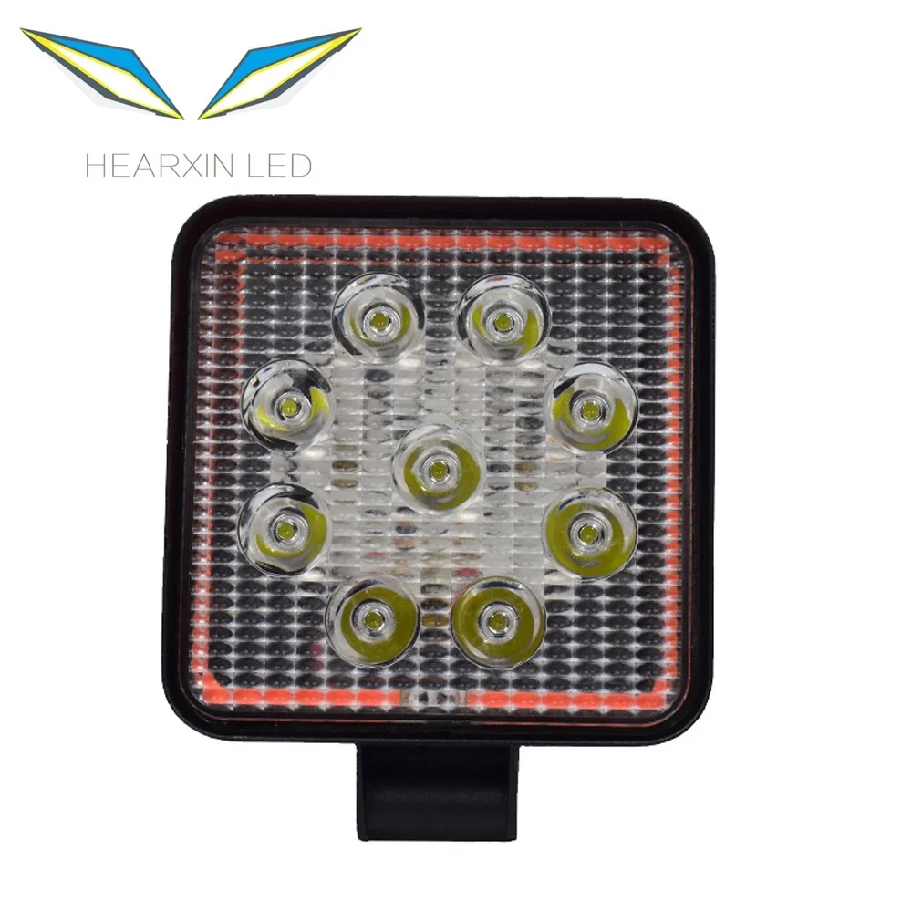 Hearxin 27W 9 LED Car LIGHT 4 Inch Off-road Bumper LED Work Lamp Square Angel Eyes Daytime Running Lights truck working lights