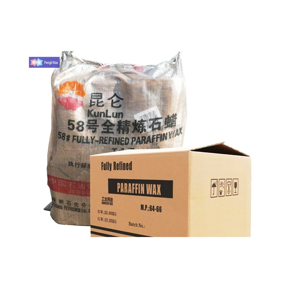 jingmen fully refined paraffin wax 54-56 kunlun fully refined paraffin wax 58 25 kg bags