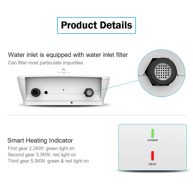 Мини портативный небольшой безрезервуарный нагреватель для электрического водонагревателя с набором