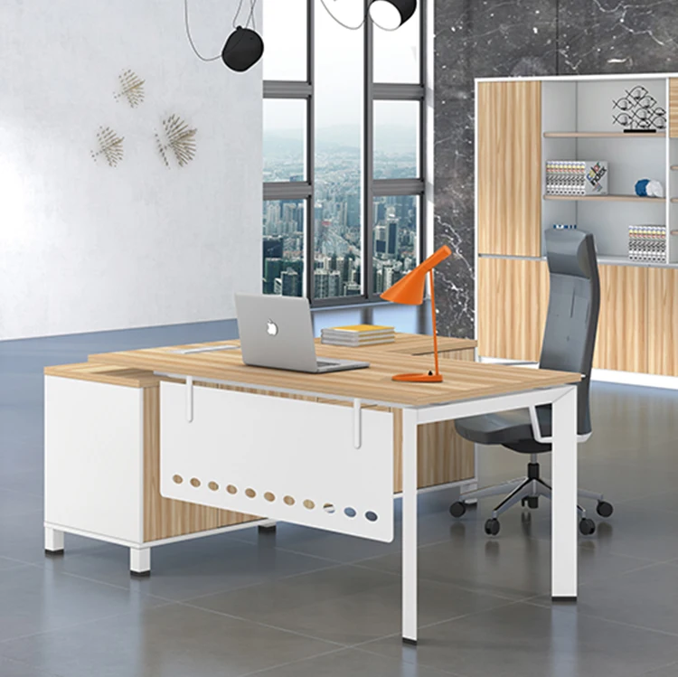 Modern High Grade Melamine Faced Board Luxury Director Office Ceo Boss Leather Desk Table