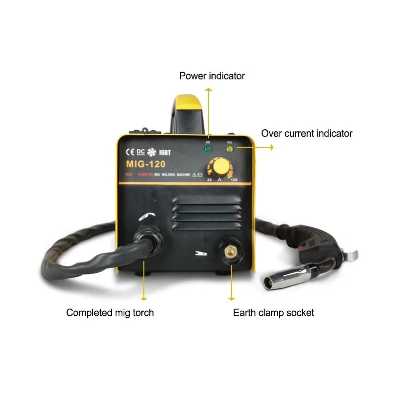 MIG gasless Welder with Flux Cored wire  220V 120A gasless mig welding for DIY and family repairing work use
