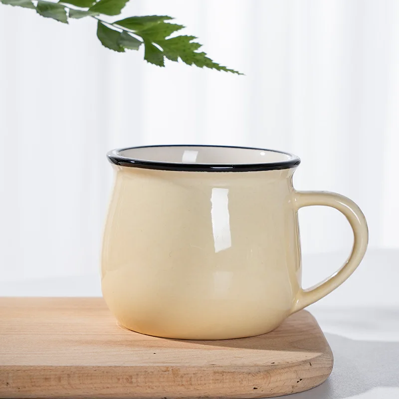 Factory stock ceramic cups, large belly cups, milk breakfast cups, coffee cups, colored glaze mugs, customizable logo